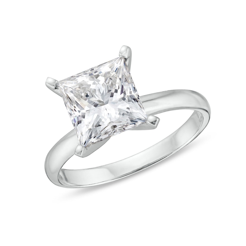 Main Image 1 of 3 CT. Princess-Cut Certified Lab-Grown Diamond Solitaire Engagement Ring in 14K White Gold (I/SI2)