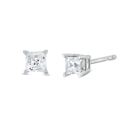 1/3 CT. T.W. Princess-Cut Certified Lab-Grown Diamond Solitaire Stud Earrings in 10K White Gold (I/SI2)