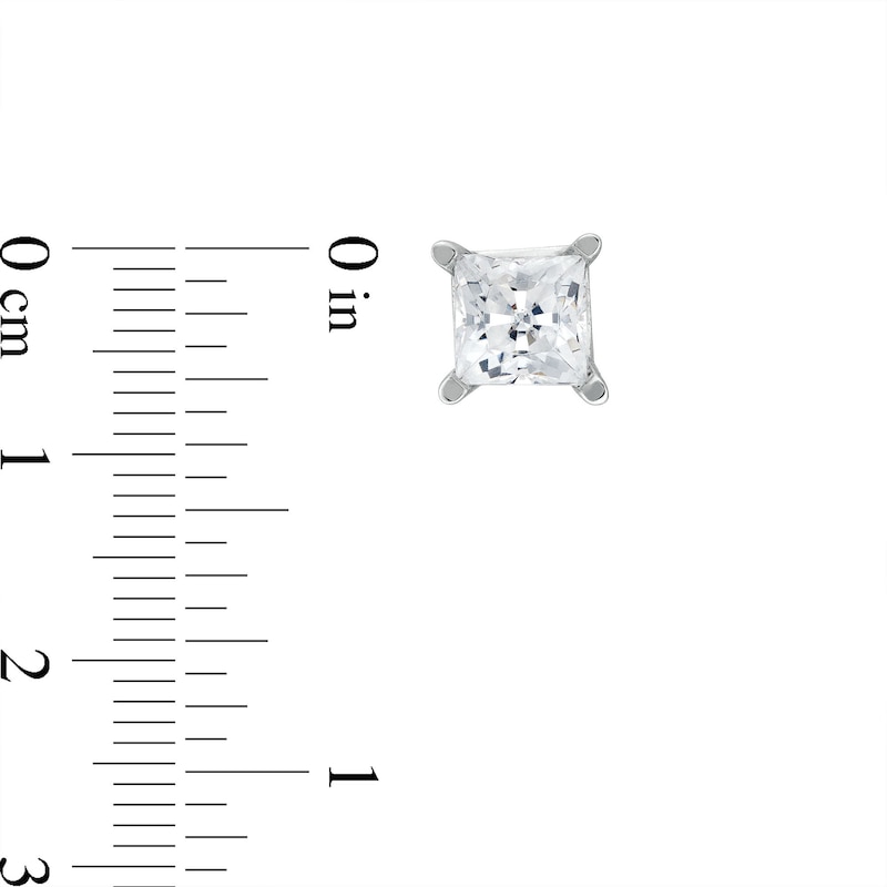 Main Image 3 of 1/3 CT. T.W. Princess-Cut Certified Lab-Grown Diamond Solitaire Stud Earrings in 10K White Gold (I/SI2)