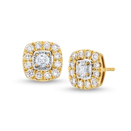 5/8 CT. T.W. Certified Lab-Created Diamond Cushion Frame Stud Earrings in 14K Gold (F/SI2)