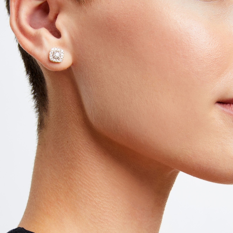 Main Image 2 of 5/8 CT. T.W. Certified Lab-Grown Diamond Cushion Frame Stud Earrings in 14K Gold (F/SI2)