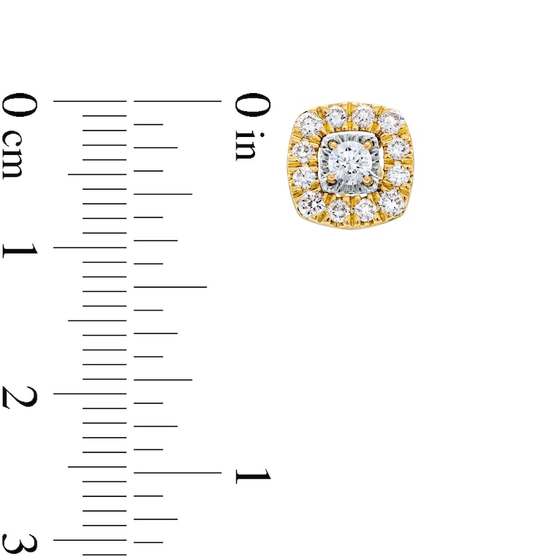 Main Image 3 of 5/8 CT. T.W. Certified Lab-Grown Diamond Cushion Frame Stud Earrings in 14K Gold (F/SI2)