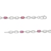 Thumbnail Image 2 of Oval Lab-Created Ruby and Diamond Accent Infinity Braid Line Bracelet in Sterling Silver - 7.25"