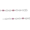Thumbnail Image 3 of Oval Lab-Created Ruby and Diamond Accent Infinity Braid Line Bracelet in Sterling Silver - 7.25"