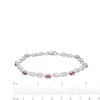 Thumbnail Image 3 of Oval Lab-Created Ruby and Diamond Accent Infinity Braid Line Bracelet in Sterling Silver - 7.25"