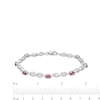Thumbnail Image 4 of Oval Lab-Created Ruby and Diamond Accent Infinity Braid Line Bracelet in Sterling Silver - 7.25"