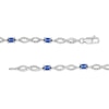 Thumbnail Image 3 of Oval Blue Lab-Created Sapphire and Diamond Accent Infinity Braid Line Bracelet in Sterling Silver - 7.25"