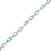 Thumbnail Image 1 of Oval Swiss Blue Topaz and Diamond Accent Infinity Braid Line Bracelet in Sterling Silver - 7.25"