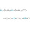 Thumbnail Image 3 of Oval Swiss Blue Topaz and Diamond Accent Infinity Braid Line Bracelet in Sterling Silver - 7.25"