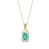 Thumbnail Image 1 of Oval Emerald and 1/15 CT. T.W. Diamond Rectangle Frame Pendant in 10K Gold