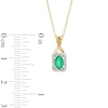 Thumbnail Image 2 of Oval Emerald and 1/15 CT. T.W. Diamond Rectangle Frame Pendant in 10K Gold