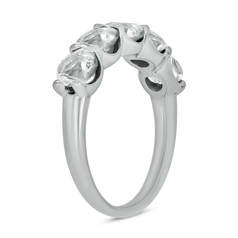 Main Image 2 of 5.0mm White Lab-Created Sapphire Five Stone Band in Sterling Silver