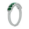 Thumbnail Image 2 of Lab-Created Emerald Sideways Bar Seven Stone Band in Sterling Silver