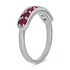 Thumbnail Image 2 of Lab-Created Ruby Sideways Bar Seven Stone Band in Sterling Silver