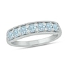 Thumbnail Image 0 of Aquamarine Sideways Bar Seven Stone Band in Sterling Silver