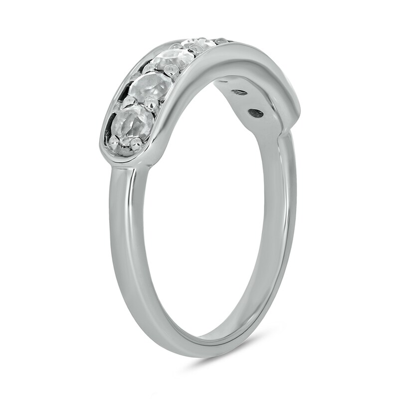 Main Image 2 of White Lab-Created Sapphire Sideways Bar Seven Stone Band in Sterling Silver