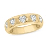 Thumbnail Image 0 of Heart-Shaped White Lab-Created Sapphire Hearts Band in Sterling Silver with 14K Gold Plate