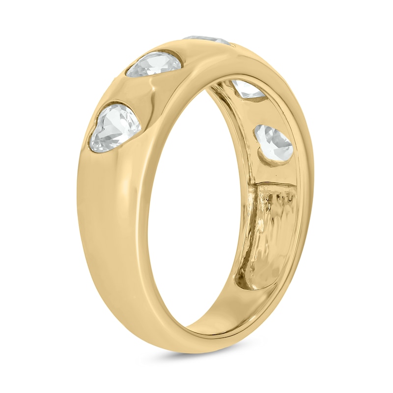 Heart-Shaped White Lab-Created Sapphire Hearts Band in Sterling Silver with 14K Gold Plate