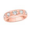 Thumbnail Image 1 of Heart-Shaped White Lab-Created Sapphire Hearts Band in Sterling Silver with 14K Rose Gold Plate