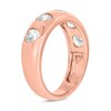 Thumbnail Image 2 of Heart-Shaped White Lab-Created Sapphire Hearts Band in Sterling Silver with 14K Rose Gold Plate