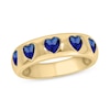 Thumbnail Image 1 of Heart-Shaped Blue Lab-Created Sapphire Hearts Band in Sterling Silver with 14K Gold Plate