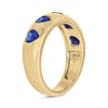 Thumbnail Image 2 of Heart-Shaped Blue Lab-Created Sapphire Hearts Band in Sterling Silver with 14K Gold Plate