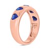 Thumbnail Image 2 of Heart-Shaped Blue Lab-Created Sapphire Hearts Band in Sterling Silver with 14K Rose Gold Plate