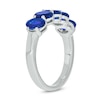 Thumbnail Image 2 of Oval Blue Lab-Created Sapphire Five Stone Band in Sterling Silver