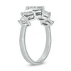 Thumbnail Image 2 of Pear-Shaped White Lab-Created Sapphire Five Stone Band in Sterling Silver