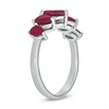 Thumbnail Image 2 of Pear-Shaped Lab-Created Ruby Five Stone Band in Sterling Silver