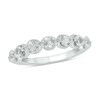 Thumbnail Image 1 of Round White Lab-Created Sapphire Oval Seven Stone Band in Sterling Silver