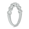 Thumbnail Image 2 of Round White Lab-Created Sapphire Oval Seven Stone Band in Sterling Silver
