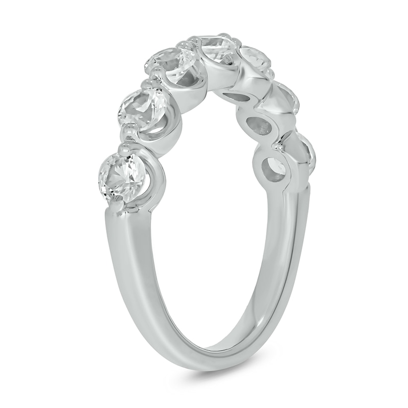 Main Image 2 of Round White Lab-Created Sapphire Oval Seven Stone Band in Sterling Silver