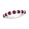 Thumbnail Image 1 of Round Lab-Created Ruby Oval Seven Stone Band in Sterling Silver