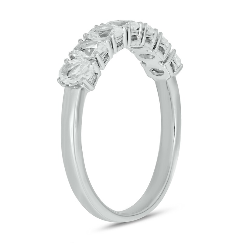 Main Image 2 of Oval White Lab-Created Sapphire Seven Stone Band in Sterling Silver