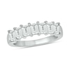 Thumbnail Image 1 of Emerald-Cut White Lab-Created Sapphire Seven Stone Band in Sterling Silver