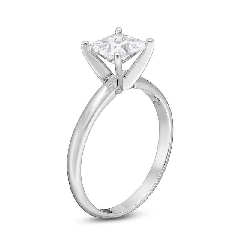 1-1/2 CT. Princess-Cut Certified Lab-Created Diamond Solitaire Engagement Ring in 14K White Gold (I/SI2)