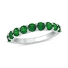 Thumbnail Image 0 of 3.5mm Lab-Created Emerald Nine Stone Band in Sterling Silver