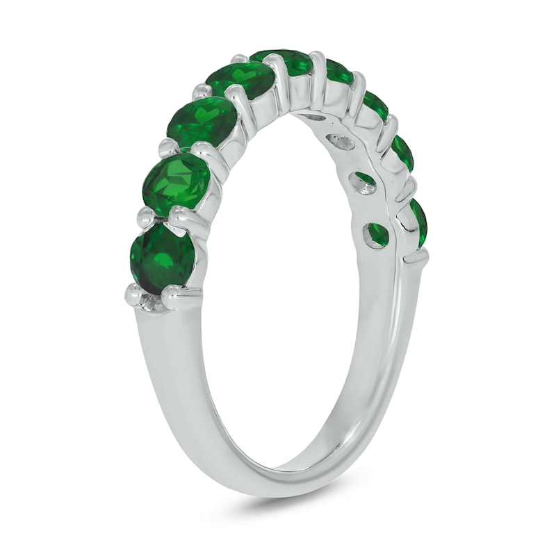 3.5mm Lab-Created Emerald Nine Stone Band in Sterling Silver