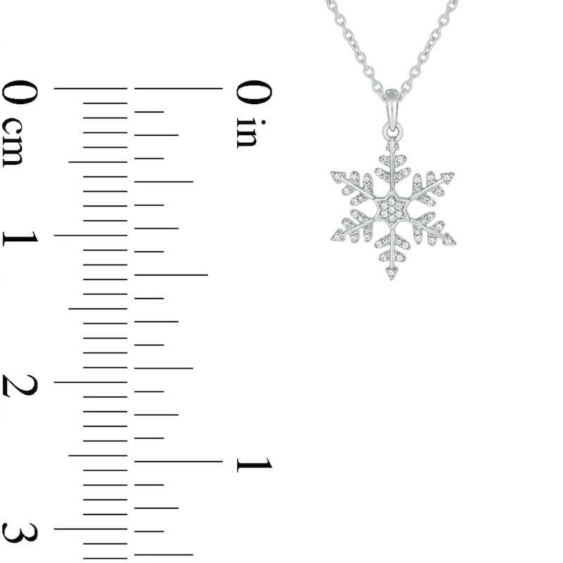Main Image 2 of 1/10 CT. T.W. Diamond Snowflake Outline Pendant in Sterling Silver