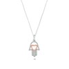 Thumbnail Image 1 of 1/6 CT. T.W. Diamond Hamsa Outline with Heart Pendant in Sterling Silver and 14K Rose Gold Plate
