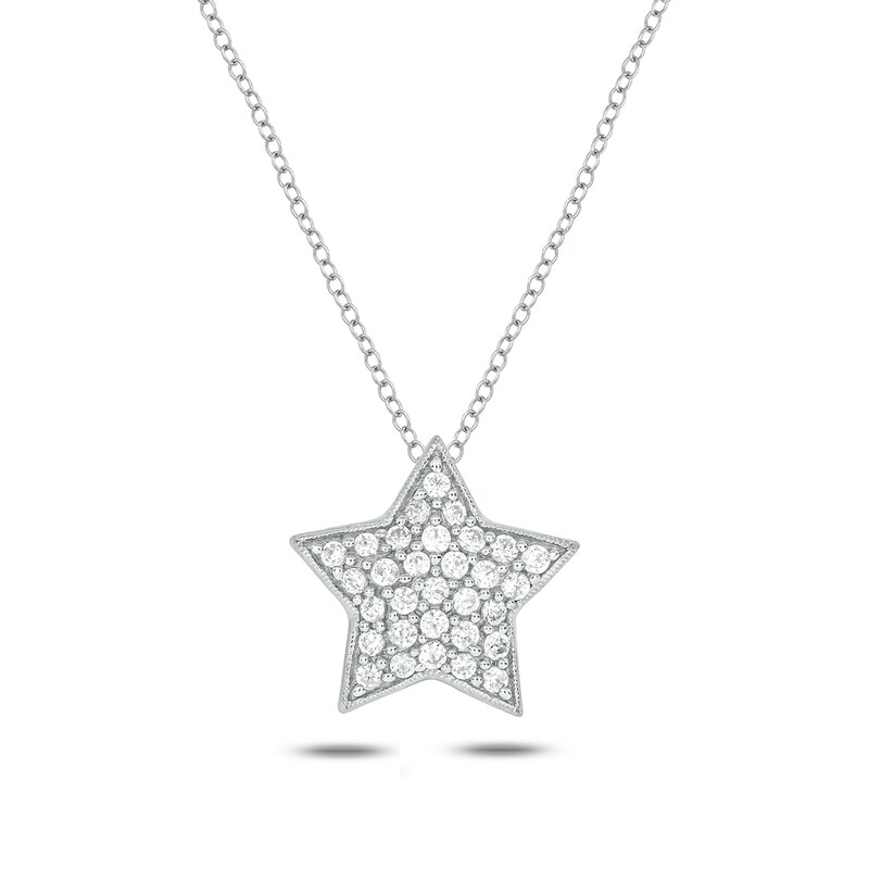 Main Image 1 of 1/5 CT. T.W. Diamond Milgrain Star Pendant in Sterling Silver