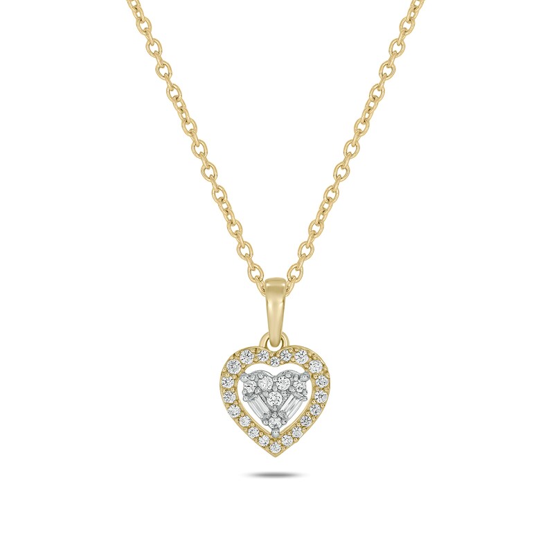 Main Image 1 of 1/6 CT. T.W. Multi-Diamond Heart Pendant in 10K Gold