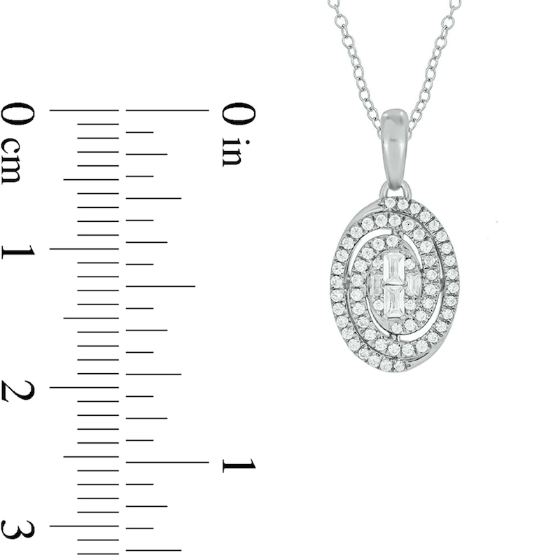 Main Image 2 of 1/4 CT. T.W. Oval Multi-Diamond Spiral Pendant in 10K White Gold