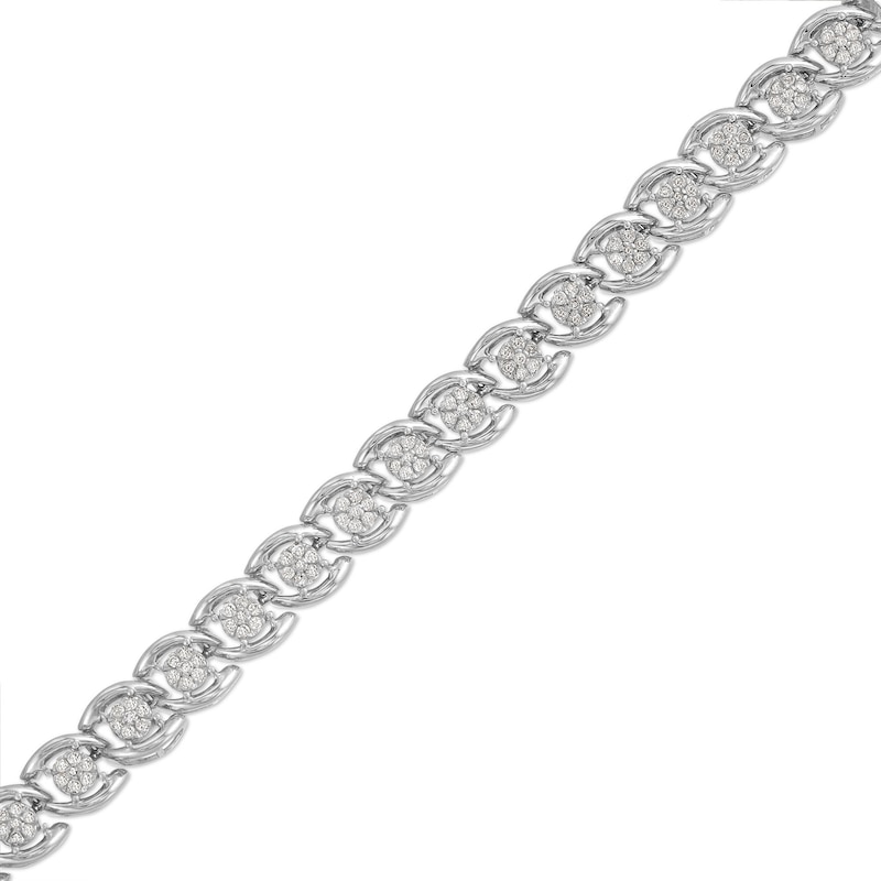 Main Image 1 of 1 CT. T.W. Multi-Diamond Cascading Line Bracelet in Sterling Silver - 7.25"