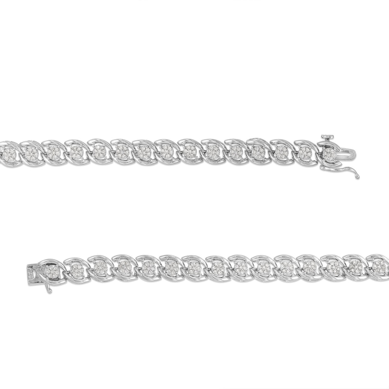 Main Image 3 of 1 CT. T.W. Multi-Diamond Cascading Line Bracelet in Sterling Silver - 7.25"