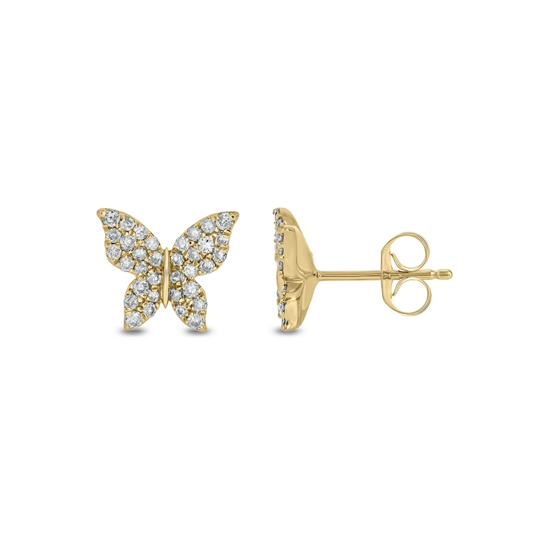Main Image 1 of 1/3 CT. T.W. Diamond Butterfly Stud Earrings in 10K Gold