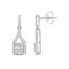 Thumbnail Image 1 of 1/2 CT. T.W. Princess Multi-Diamond Cushion Doorknocker Drop Earrings in 10K White Gold