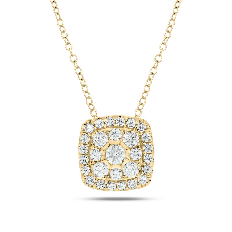 Main Image 1 of 1/2 CT. T.W. Cushion Multi-Diamond Frame Pendant in 10K Gold