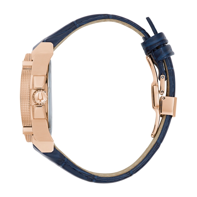 Main Image 2 of Men's Bulova Icon Marc Anthony Rainbow Crystal Accent Blue Strap Watch with White Dial (Model: 98J126)